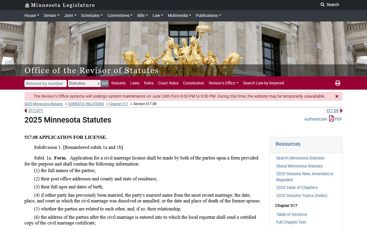 Meeker County Court Administrator records and Minnesota marriage license statute