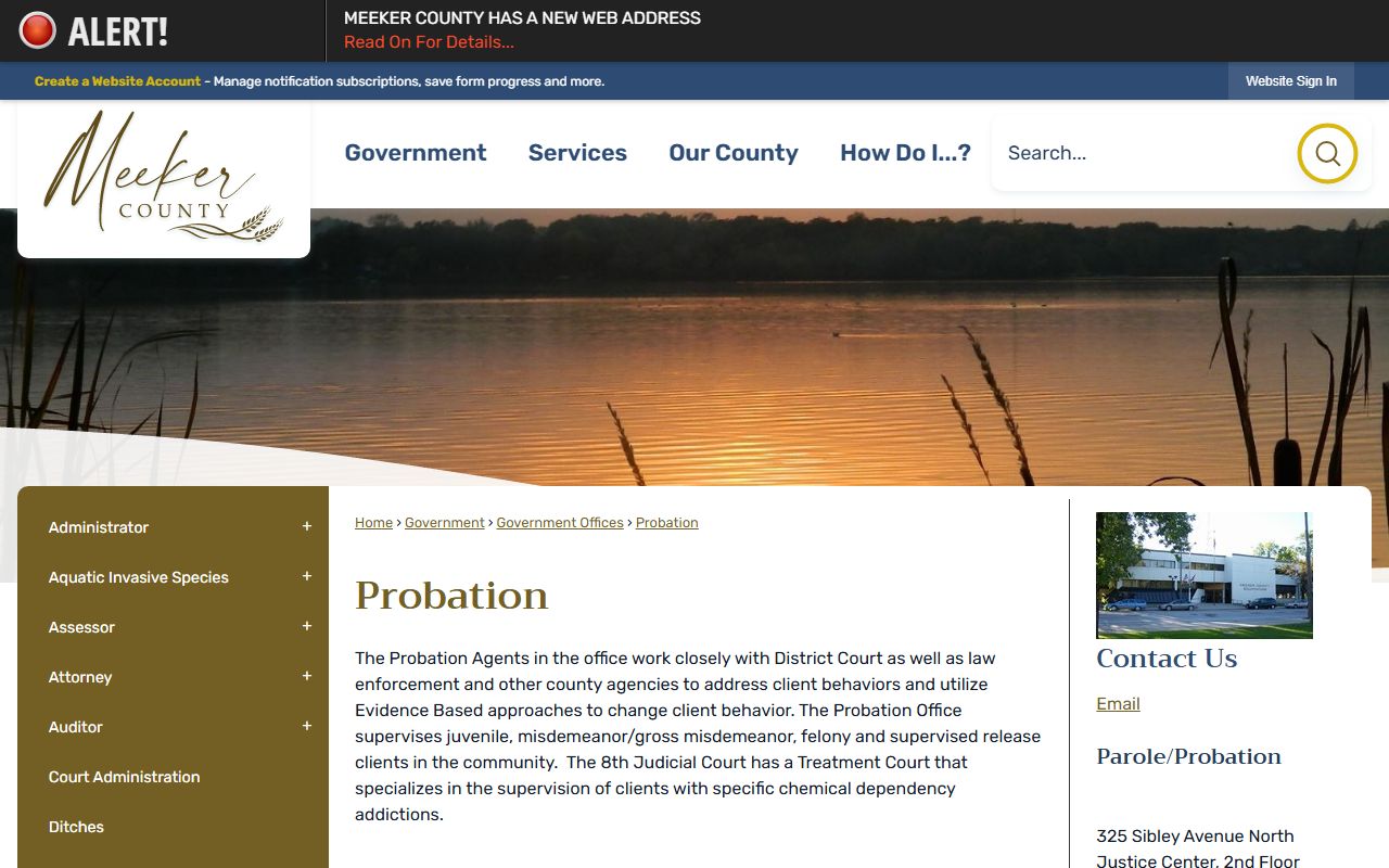Meeker County arrest records and court charges probation page