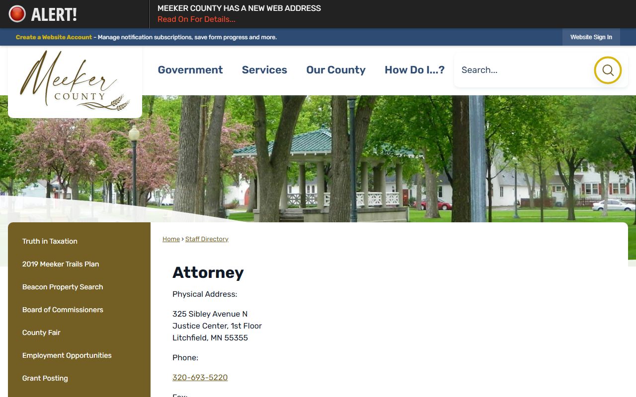 Meeker County arrest records and court charges County Attorney staff directory