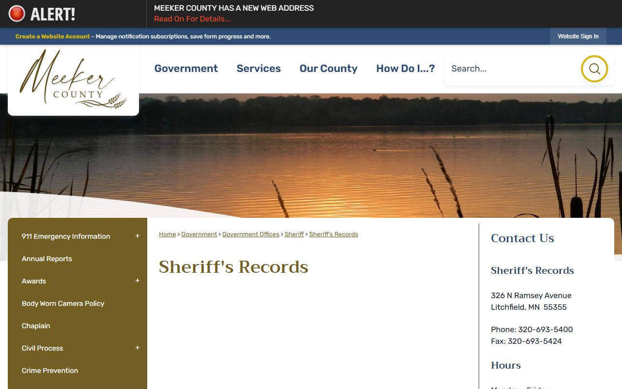 Meeker County arrest records Sheriff's Records Office