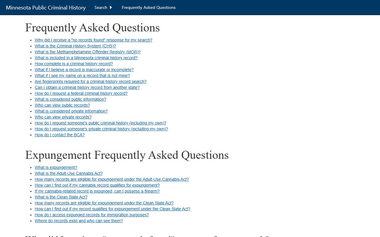 Meeker County criminal court records BCA FAQ