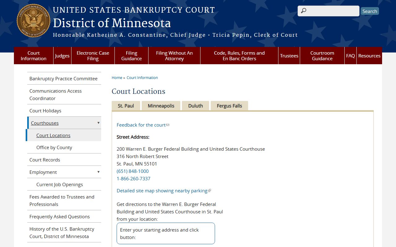 Meeker County District Court records and Minnesota bankruptcy court locations