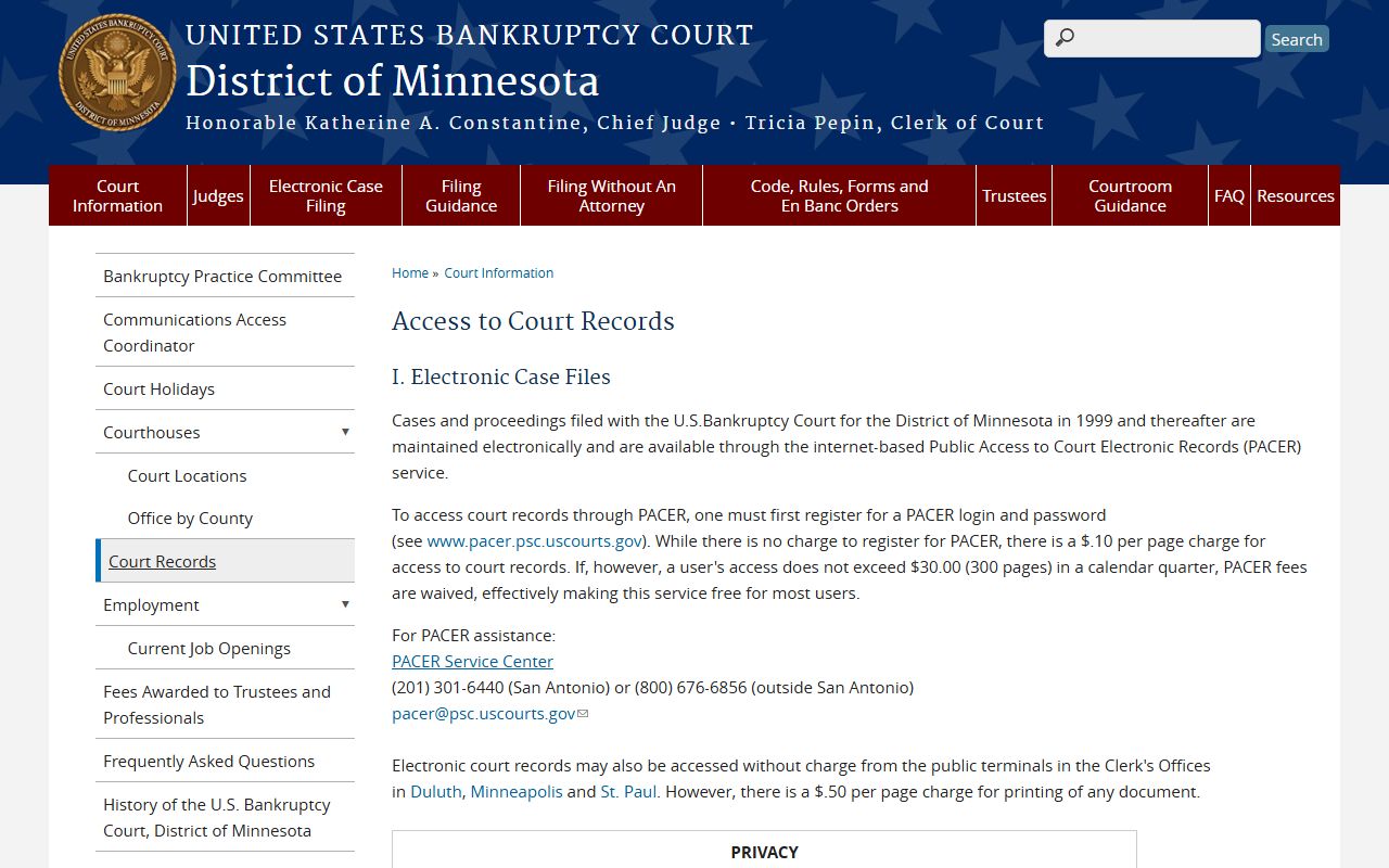 Meeker County District Court records compared with bankruptcy court access