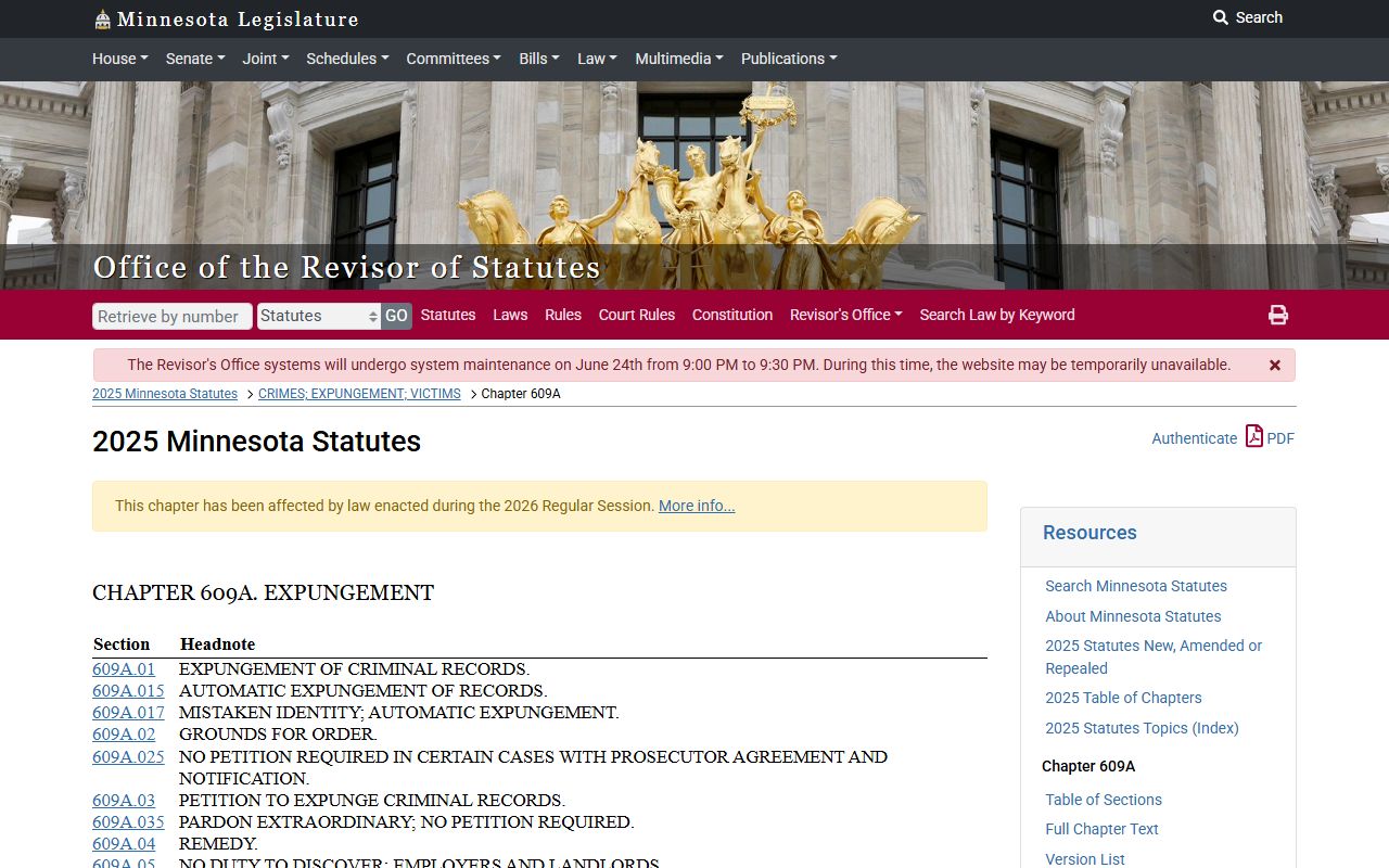 Meeker County District Court records Minnesota expungement statutes