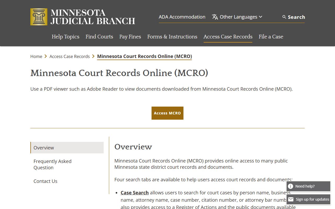 Meeker County court records MCRO overview