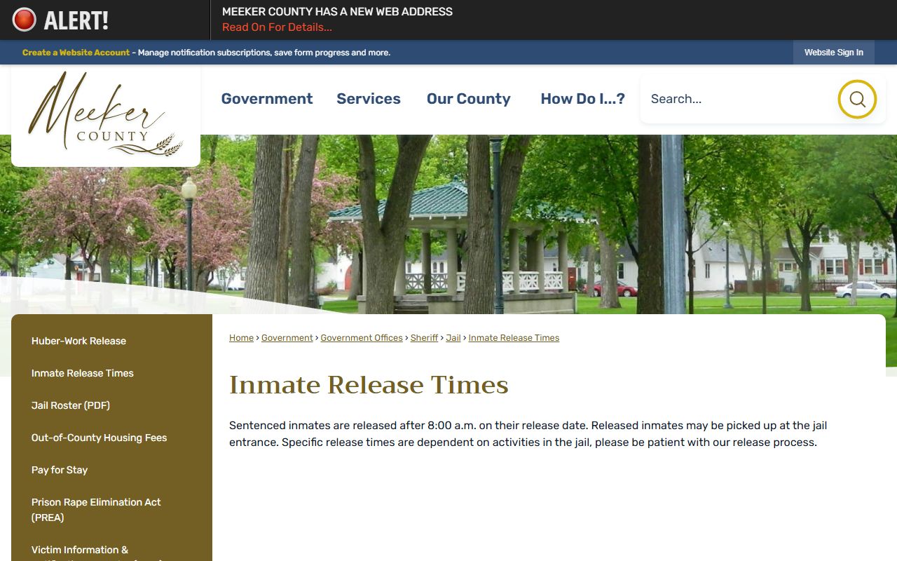 Meeker County inmate records release times