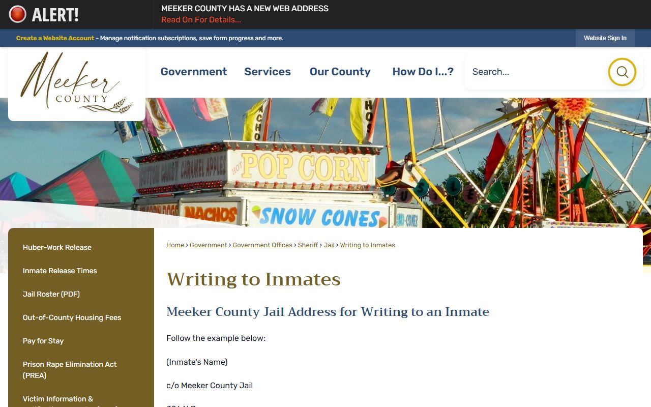 Meeker County inmate records mail address and screening rule