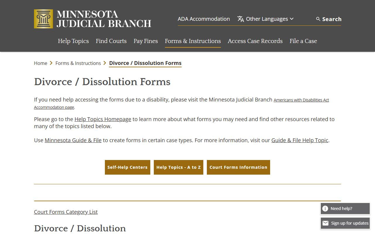 Meeker County divorce records Minnesota divorce and dissolution forms