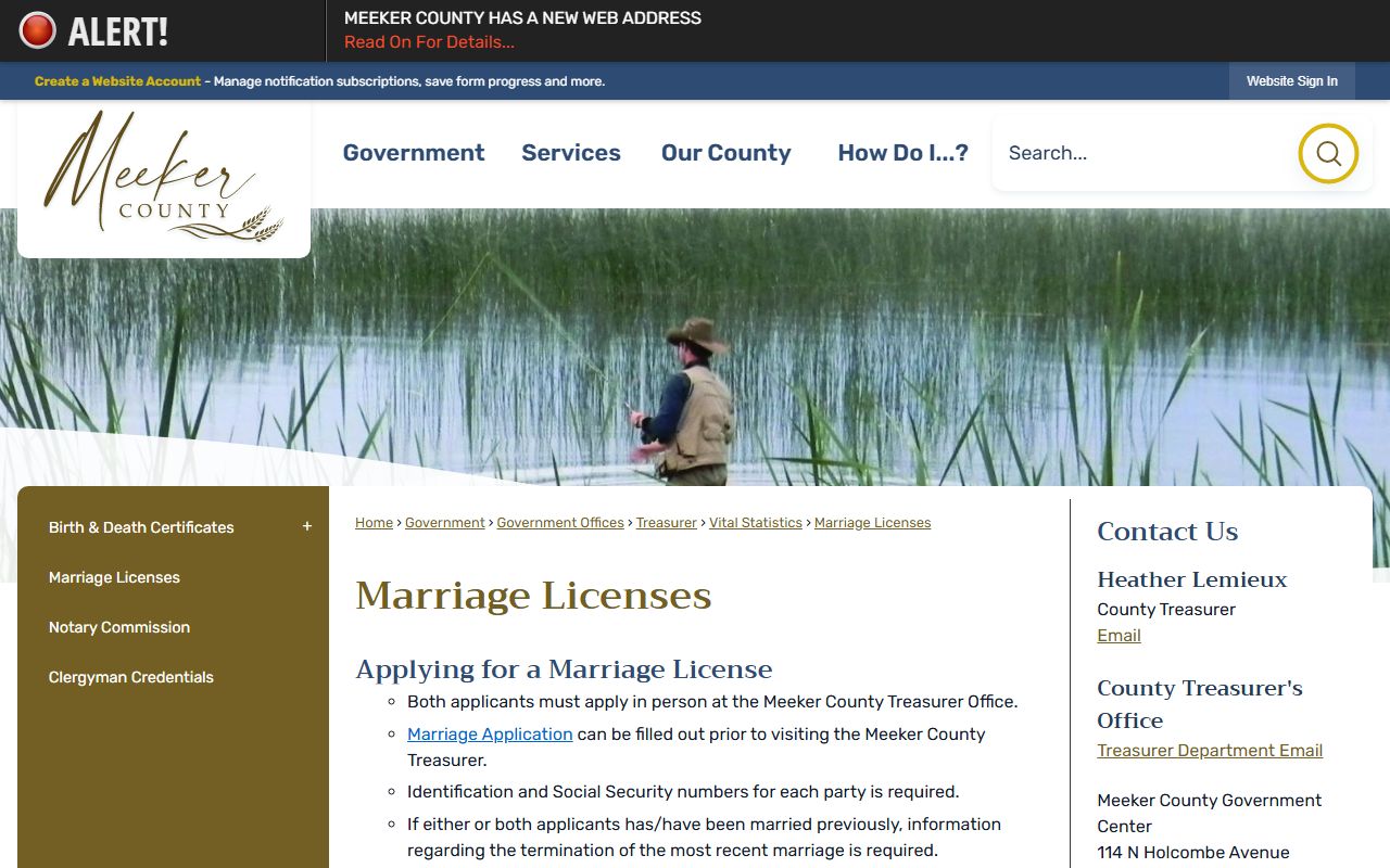 Meeker County marriage and divorce records marriage license requirements