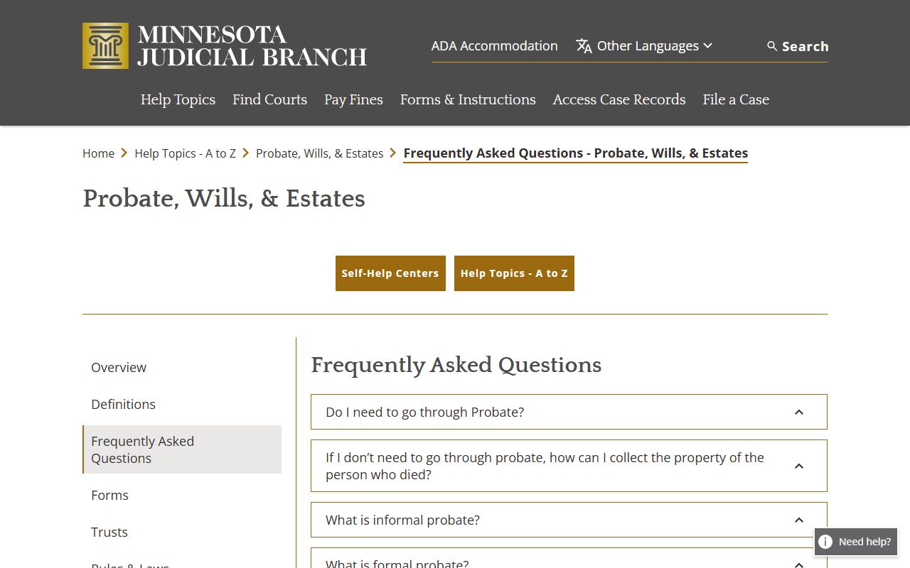 Meeker County probate records Minnesota probate FAQ timing rules