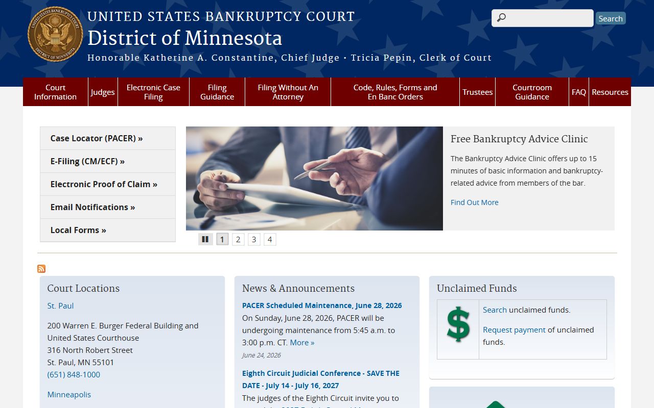 Meeker County probate records U.S. Bankruptcy Court District of Minnesota