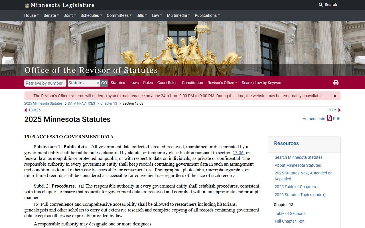Meeker County traffic court records Minnesota government data access statute