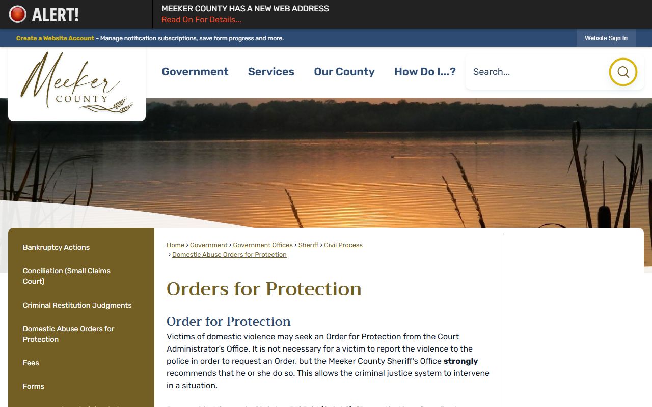 Meeker County warrant records and domestic abuse orders for protection