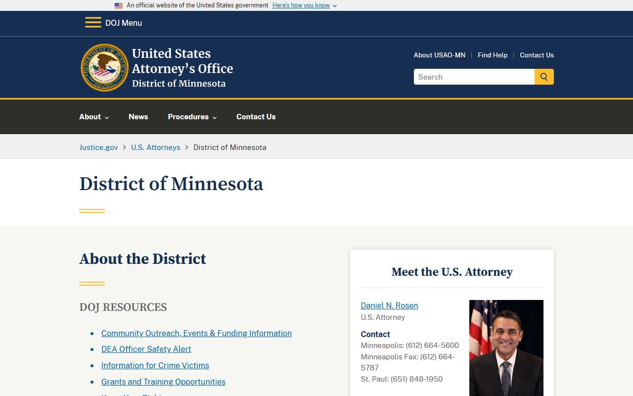 Meeker County warrant records U.S. Attorney District of Minnesota